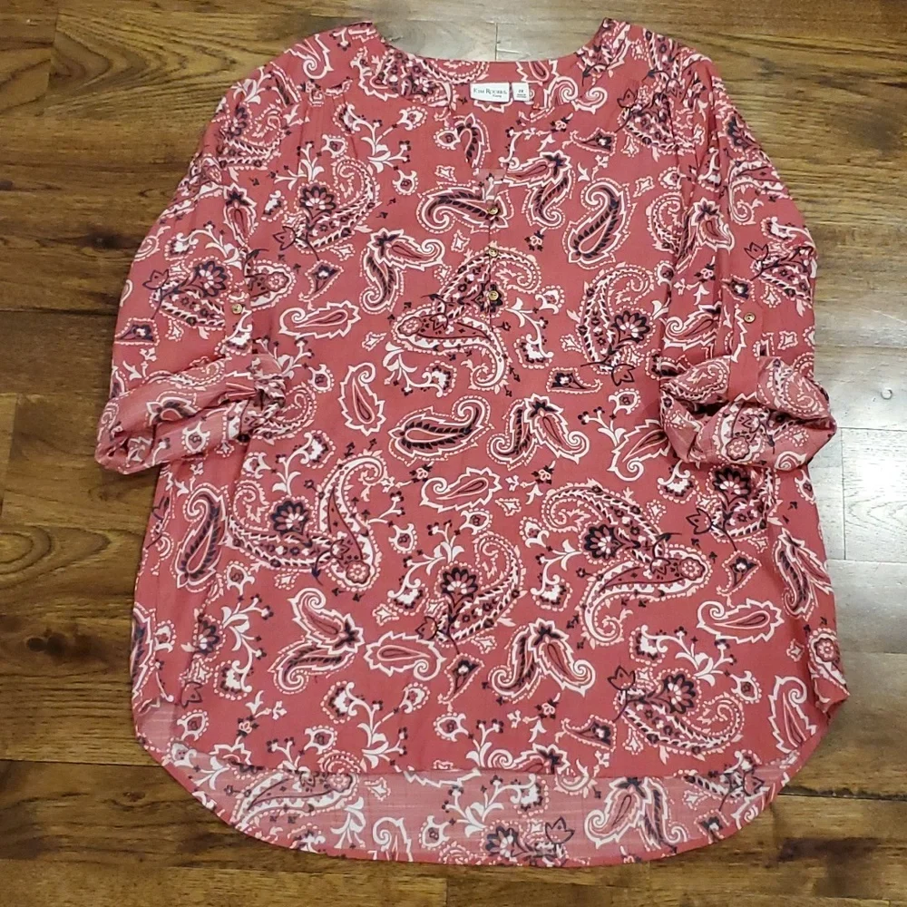 Womens Kim Rogers mauve paisley print top size 3X